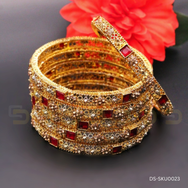 Royal Ruby Bangles DS-SKU0023